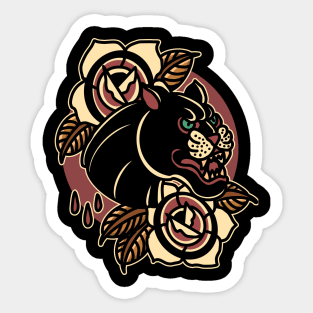 panther and rose tattoo Sticker